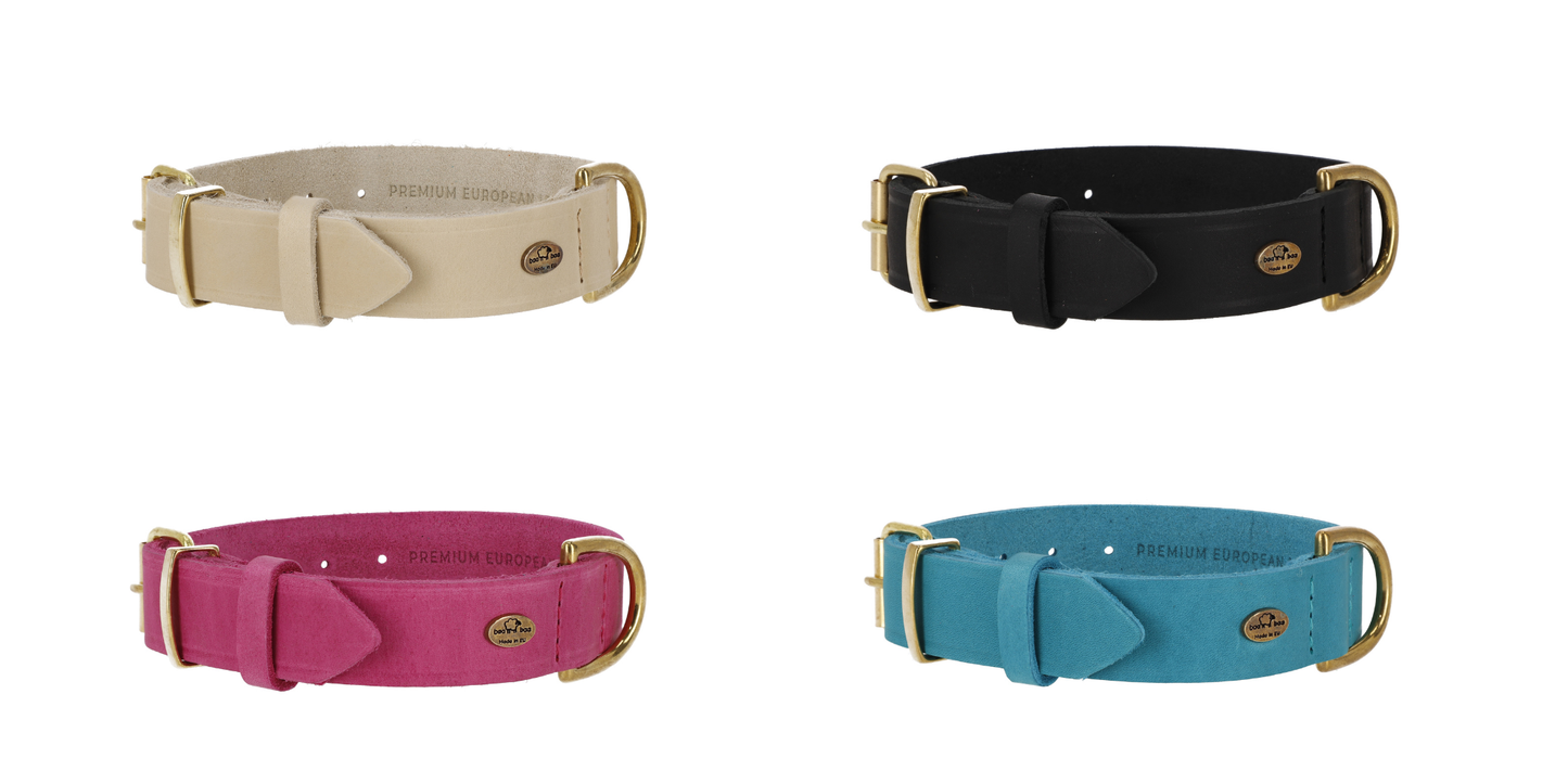 Classic Leather Dog Collar & Lead Set